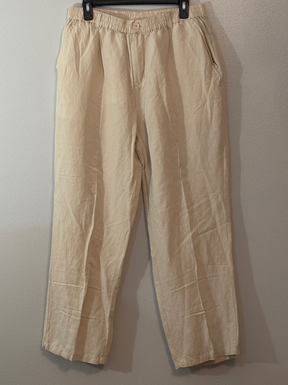 Chartou.‎ Linen Cream Elastic-Waist Linen Chinos Size XL Extra Large